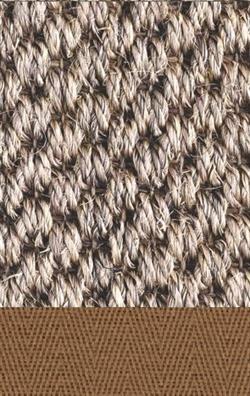 Sisal belize 034 oyster grey tæppe med kantbånd i light brown